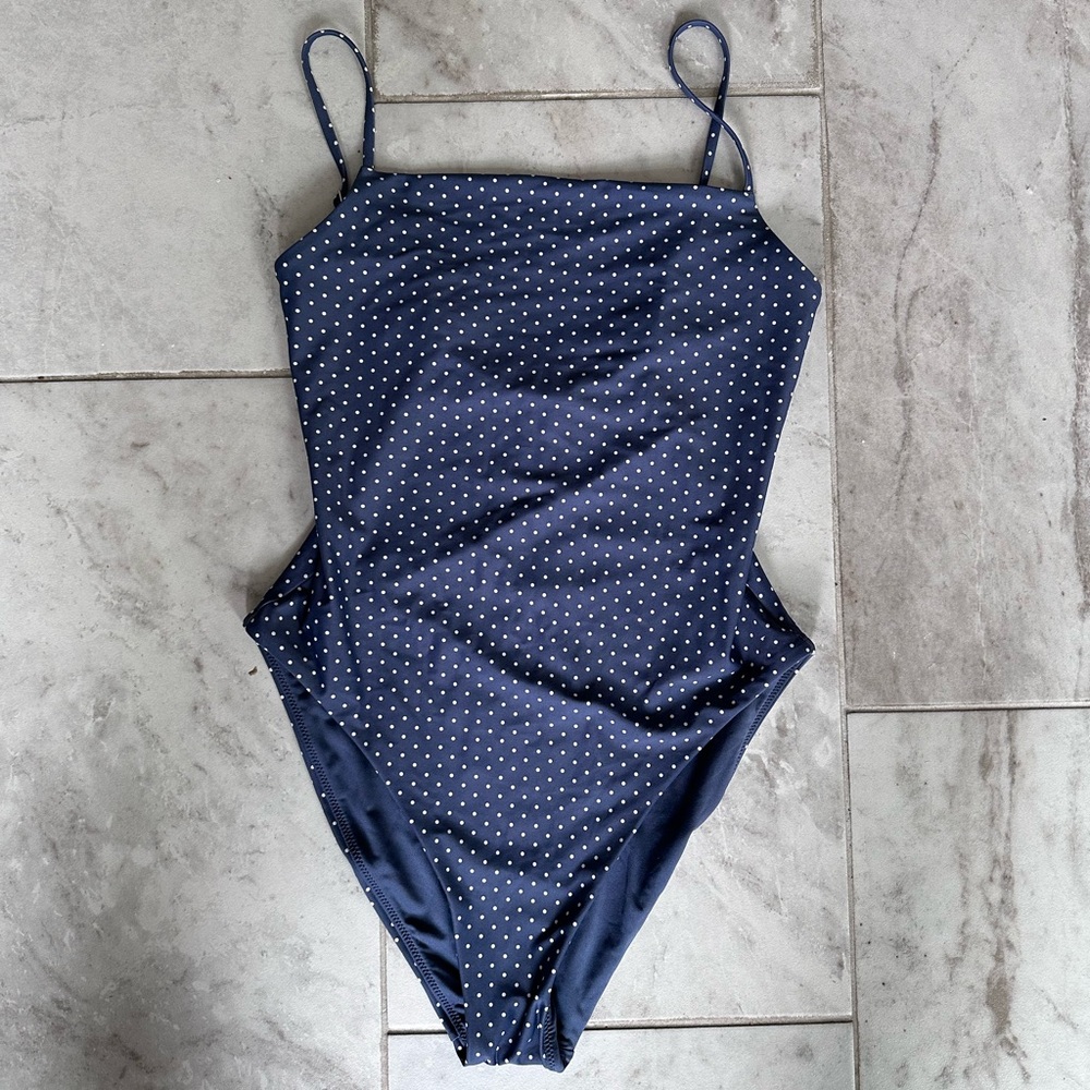 Madewell Blue and White One Piece Swimsuit